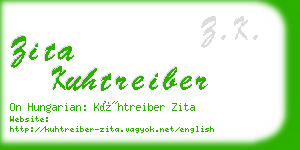 zita kuhtreiber business card